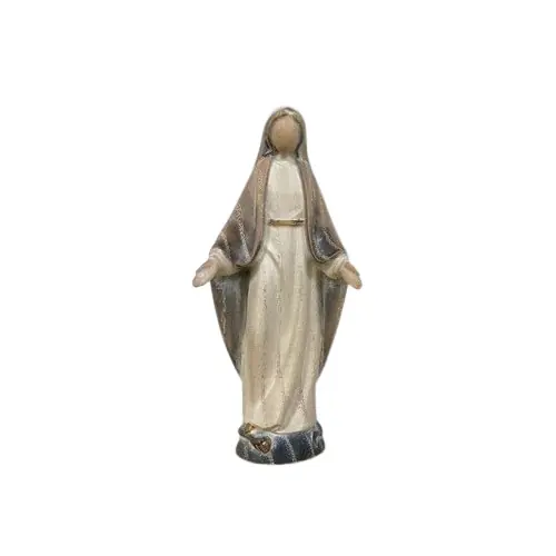 Statue bois décoré Vierge Miraculeuse - 15cm