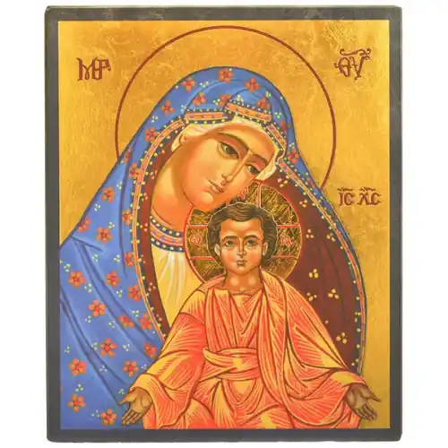ICONE RELIGIEUSE OR - 19.5x24 - Vierge au manteau