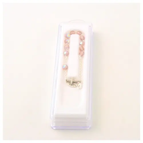 Bracelet Dizainier en perle de verre facettée - rose clair
