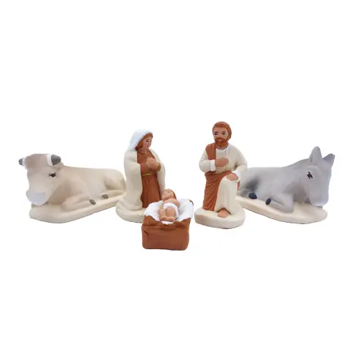 Nativité 5 pers - Arterra - 7cm - blanc