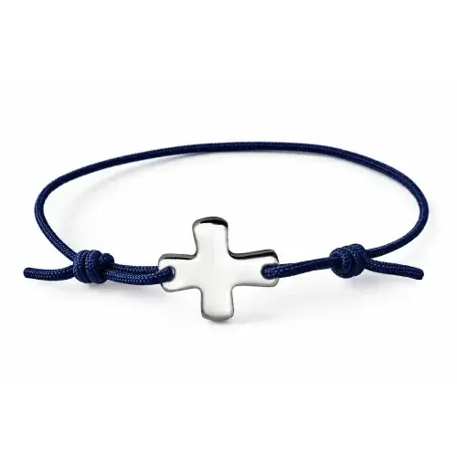 Bracelet élastique bleu marine avec croix