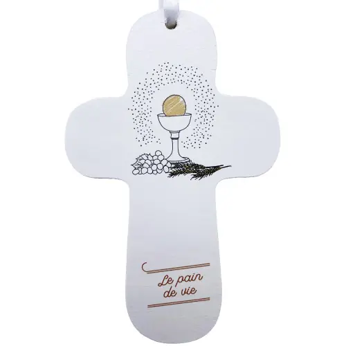 Croix "au fil de la plume" Communion - orange