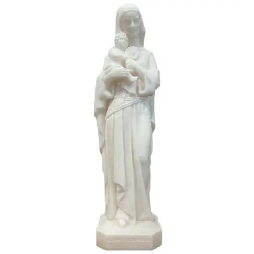 Statue Notre Dame de l'Eucharistie en albâtre - 17cm