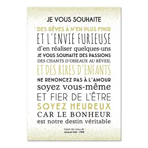 Carte déco "Je vous souhaite des rêves"