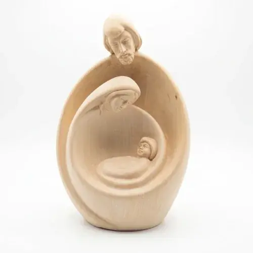 Statue moderne Sainte Famille en bois naturel 36cm