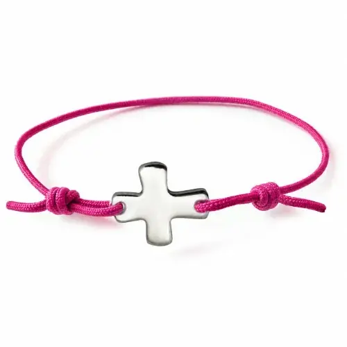 Bracelet élastique rose framboise avec croix
