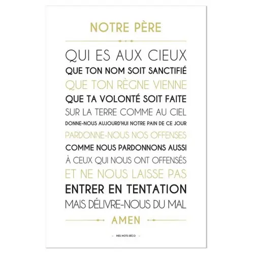 Pancarte déco blanche Notre Père