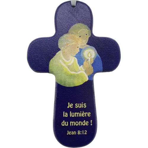 Maïte Roche - Croix en bois "Je suis la lumière du monde".