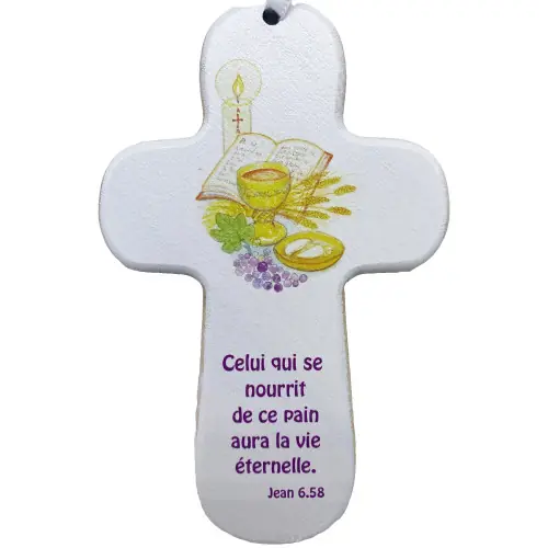 Maïte Roche - Croix en bois "Communion".