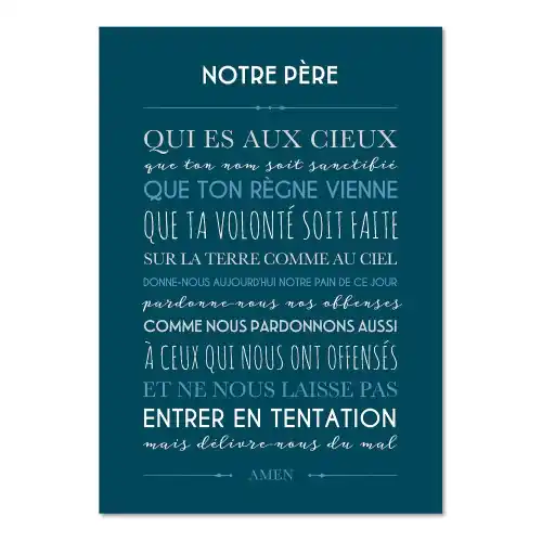 Carte déco "Notre Père" - Bleu 15X21