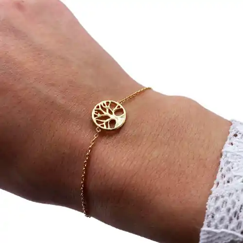 Bracelet avec Arbre de Vie en plaqué or