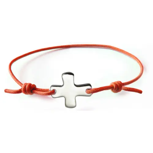 Bracelet élastique orange fluo avec croix