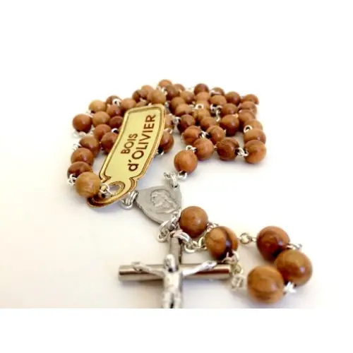 Cadeau de communion - Chapelet bois d'olivier