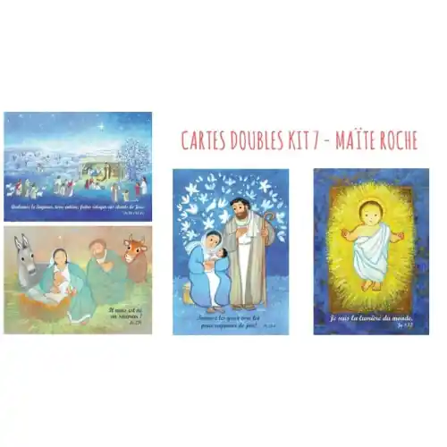 4 cartes doubles Noel Maite Roche - Kit 7