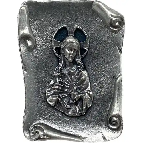 Plaque auto argentée Sacré Coeur de Jésus