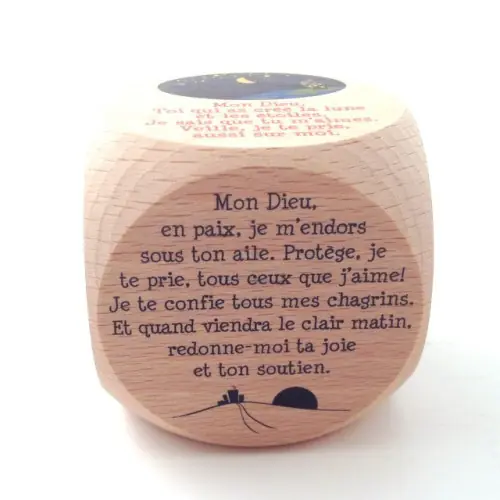 Dé de "prière du soir" en bois 5cm³