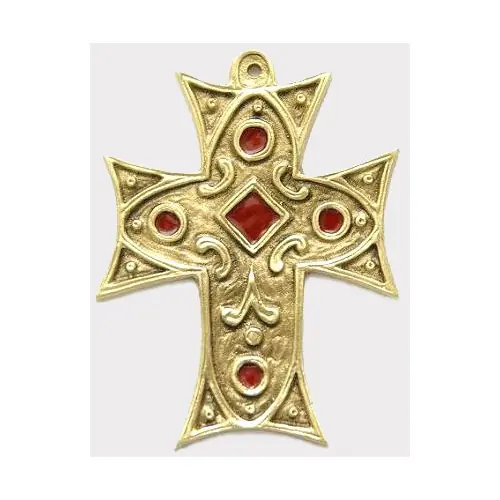 Croix en bronze émaillée BLEU - 11.5 cm