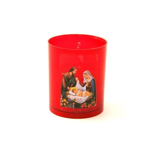 Bougie rouge creche de Noel - Crèche Noël dorée