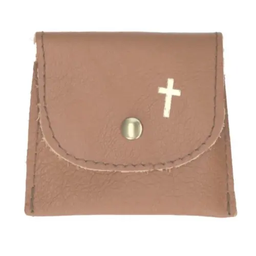 Etuis à chapelet en cuir marron clair
