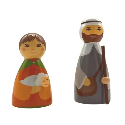 Crèche de Noël en bois tourné - 2 bergers