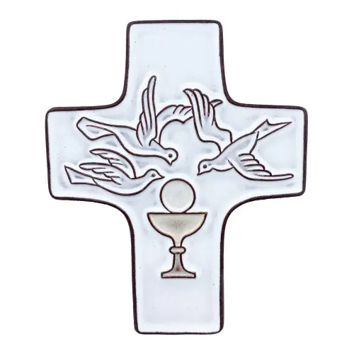 Croix céramique "Communion" blanc