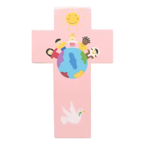 Petite croix Enfants du monde rose