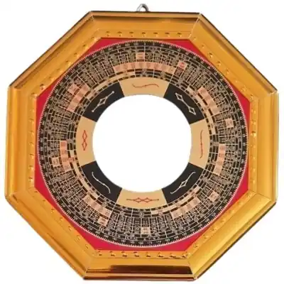 Miroir Bagua rouge et noir Concave 13cm