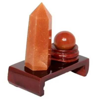 Ensemble Boule et Pointe d’Aventurine rouge