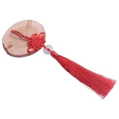 Grand Talisman rouge Feu Pièces Jade vert