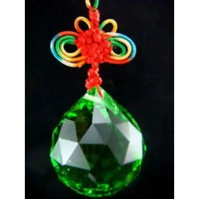 Suspension Cristal à Facettes verte Noeud sans Fin 40mm