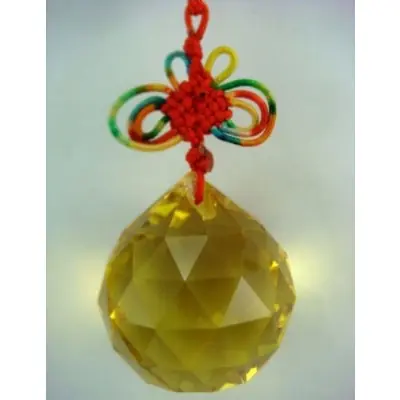 Suspension Cristal à Facettes jaune Noeud sans Fin 40mm