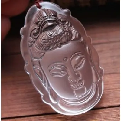 Pendentif Guan Yin en Cristal blanc