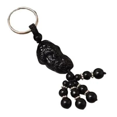 Porte Clés Pi Yao en Obsidienne noire