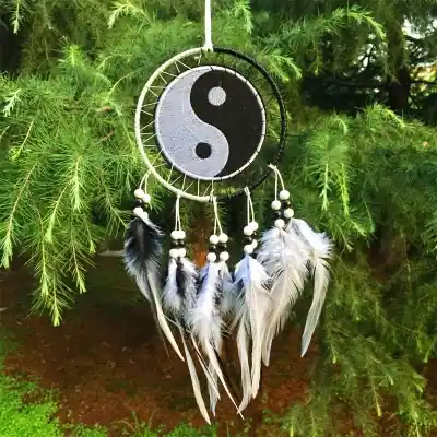 Grand Attrape Rêves Yin Yang Tissé