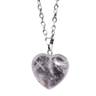 Collier Pendentif Coeur en Quartz rose