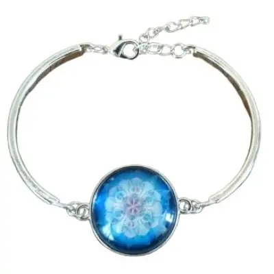 Bracelet Lakshmi Yantra Mandala bleu