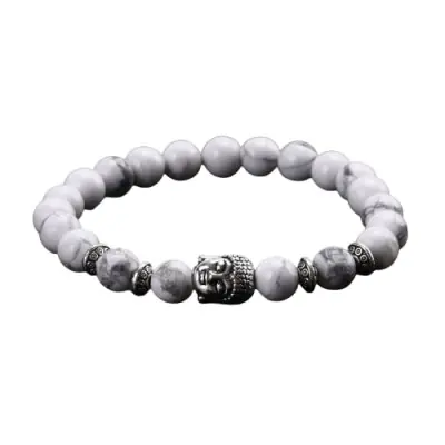 Bracelet Bouddha argenté en Howlite