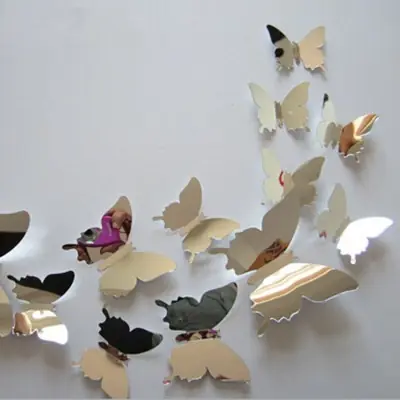 Stickers 12 Miroirs Papillons 3D