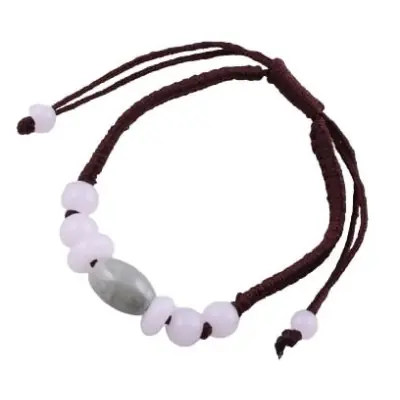 Bracelet marron Perles en Jade vert