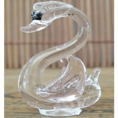 Cygne en Cristal rose et blanc