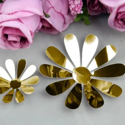 Sticker Miroirs 12 Fleurs dorées 3D