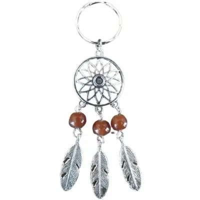 Porte Clés Attrape Rêves 3 Perles marrons