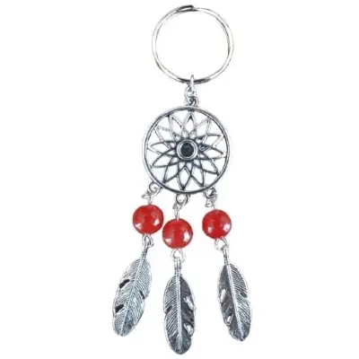 Porte Clés Attrape Rêves 3 Perles rouges