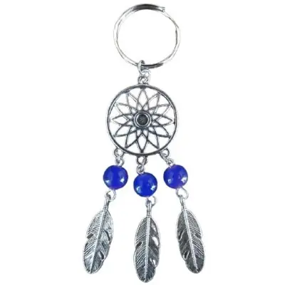 Porte Clés Attrape Rêves 3 Perles bleues