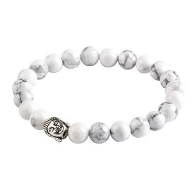 Bracelet Bouddha Thaï argenté en Howlite