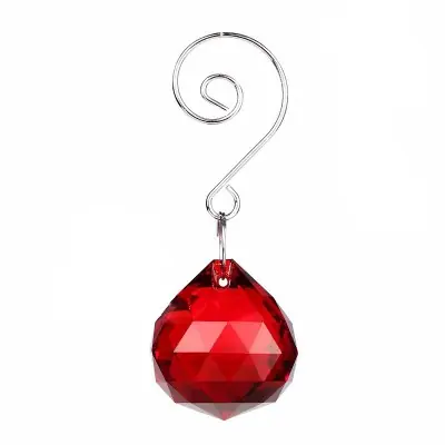Suspension Cristal à Facettes rouge 30mm