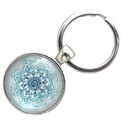 Porte Clés Lakshmi Yantra Mandala bleu
