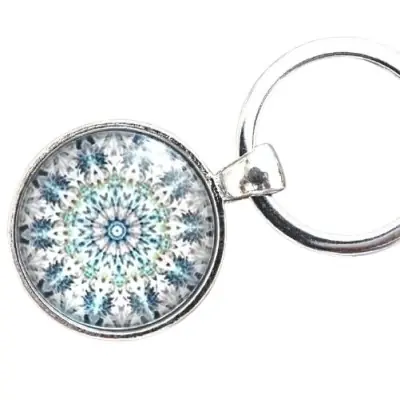 Porte Clés Sun Yantra Mandala bleu