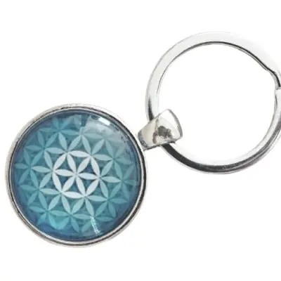 Porte Clés Sri Yantra Mandala bleu