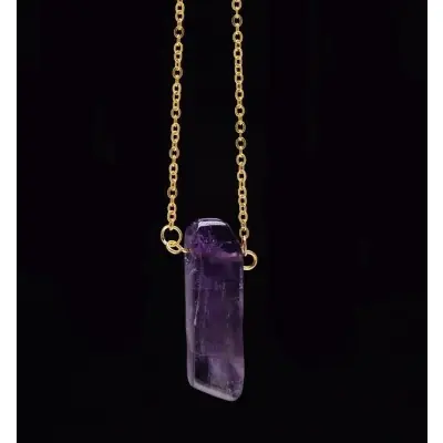 Collier Pendentif en Pierre d’Améthyste Brute